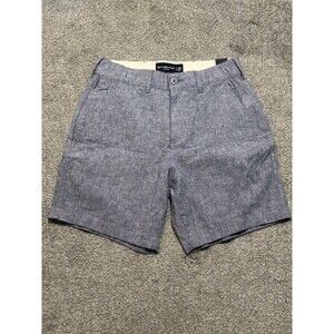 Abercrombie & Fitch Men's 28 Blue Stretch Flat Front Linen Blend Shorts NWT